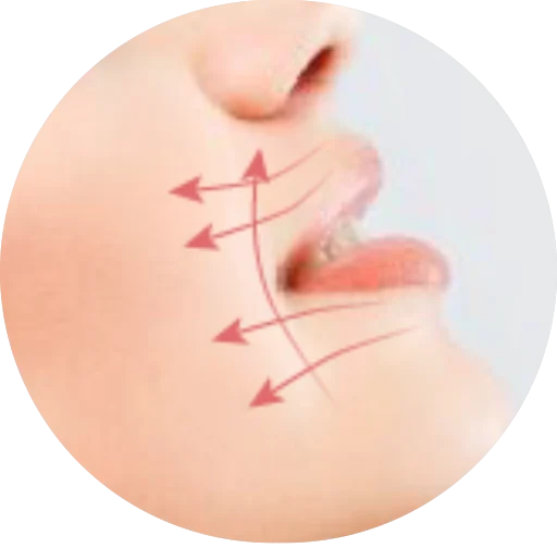 Direcciones del yoga facial en la zona: boca y labios